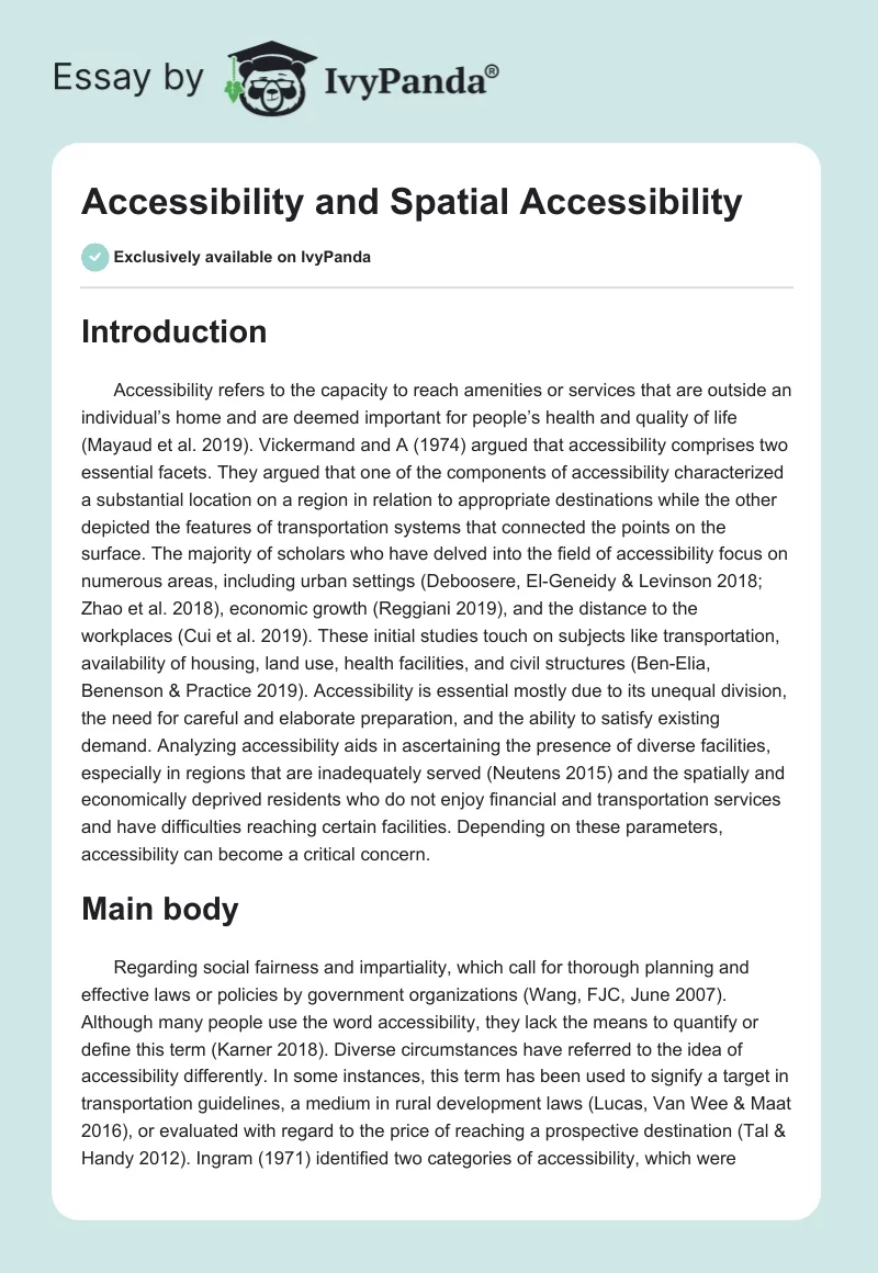 Accessibility and Spatial Accessibility. Page 1