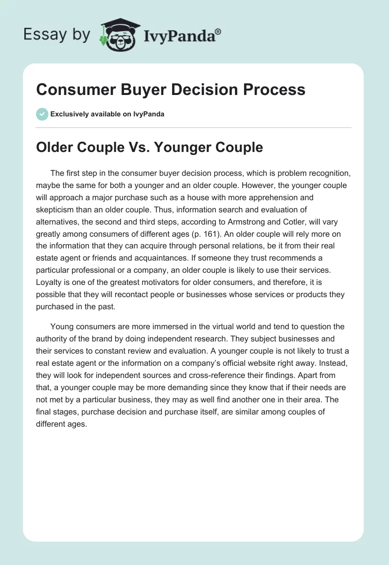 Consumer Buyer Decision Process. Page 1