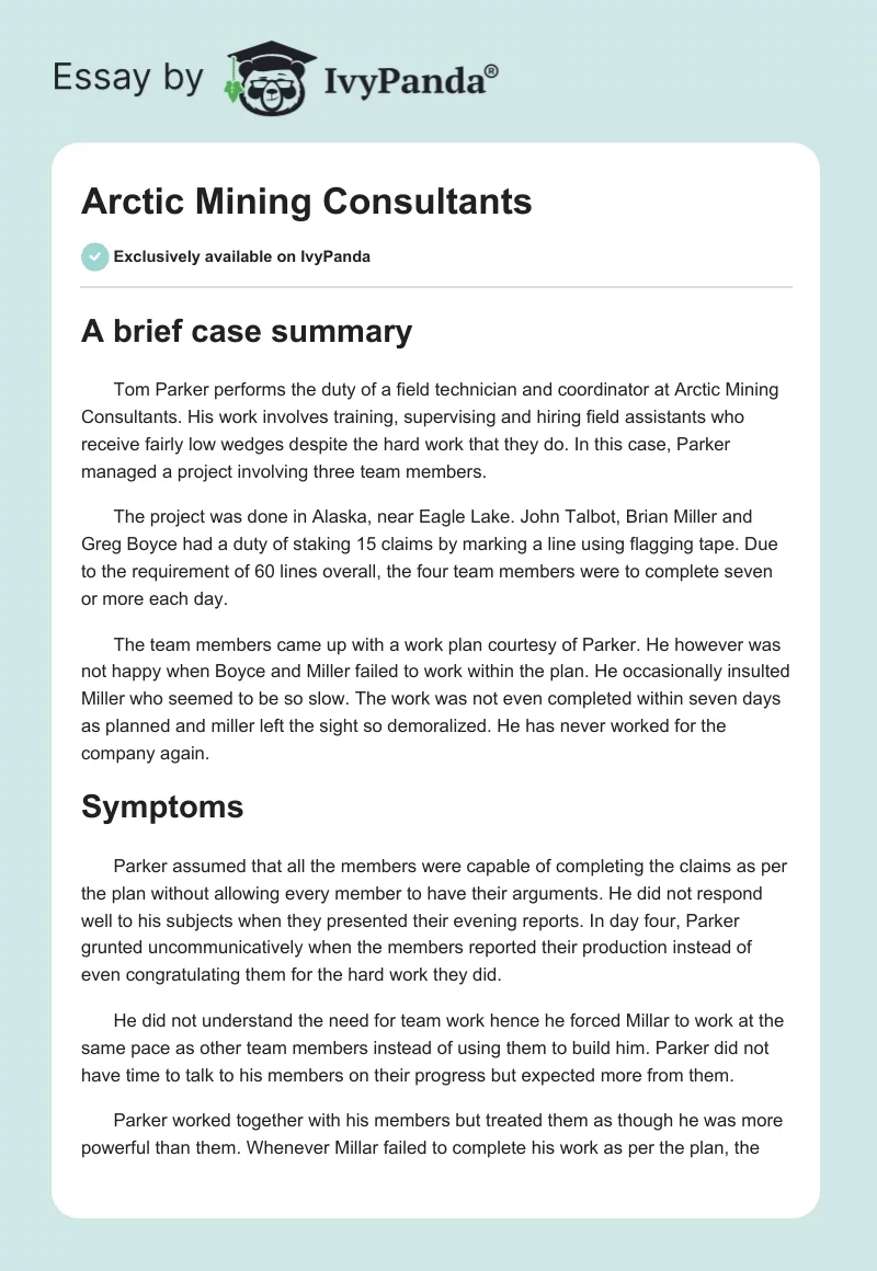 Arctic Mining Consultants. Page 1