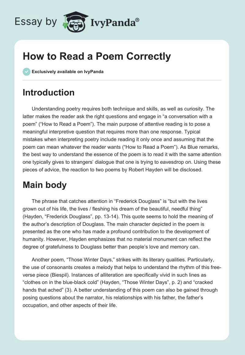 How to Read a Poem Correctly. Page 1