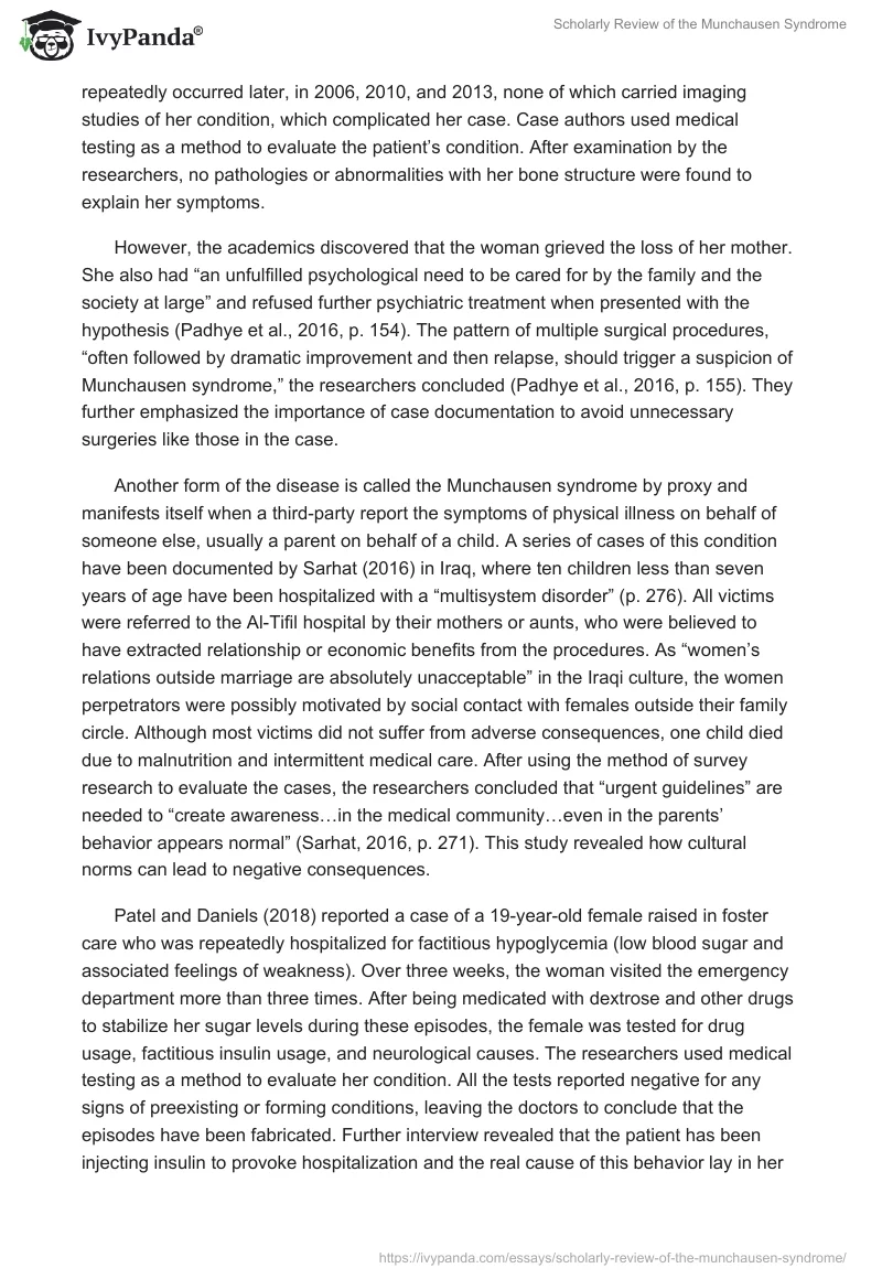 Scholarly Review of the Munchausen Syndrome. Page 2