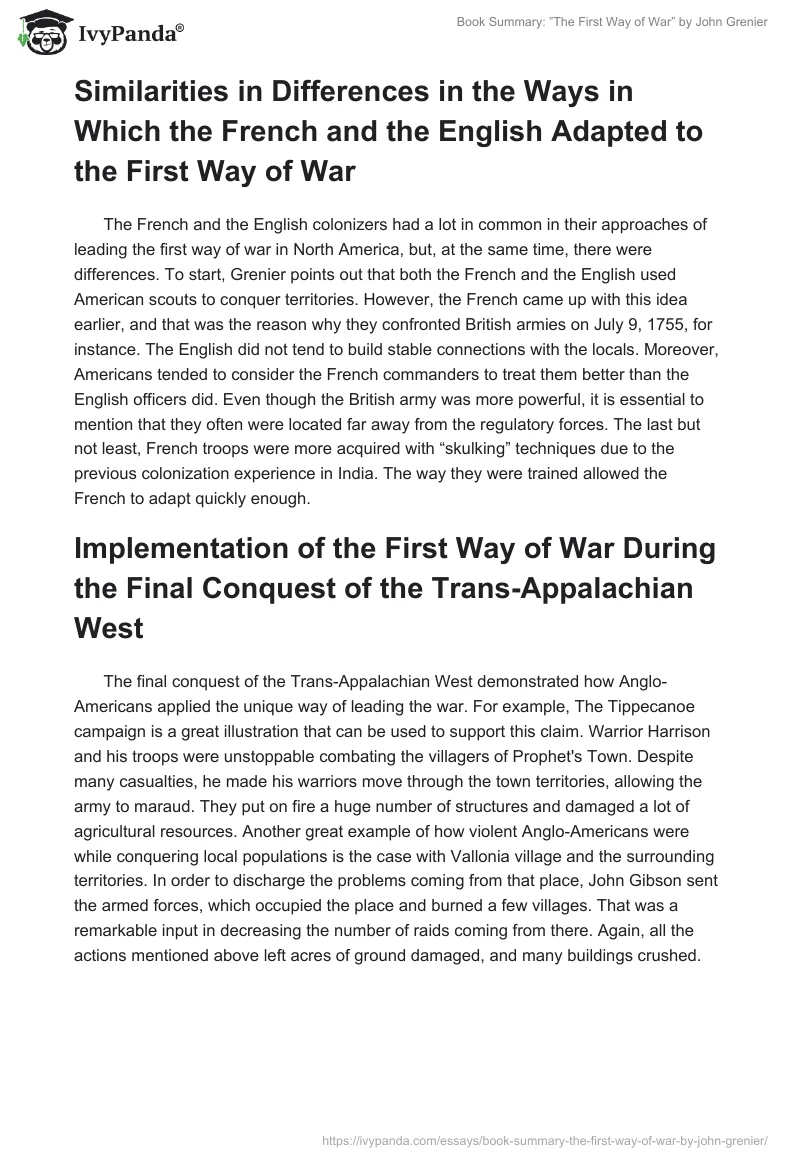 Book Summary: ”The First Way of War” by John Grenier. Page 2
