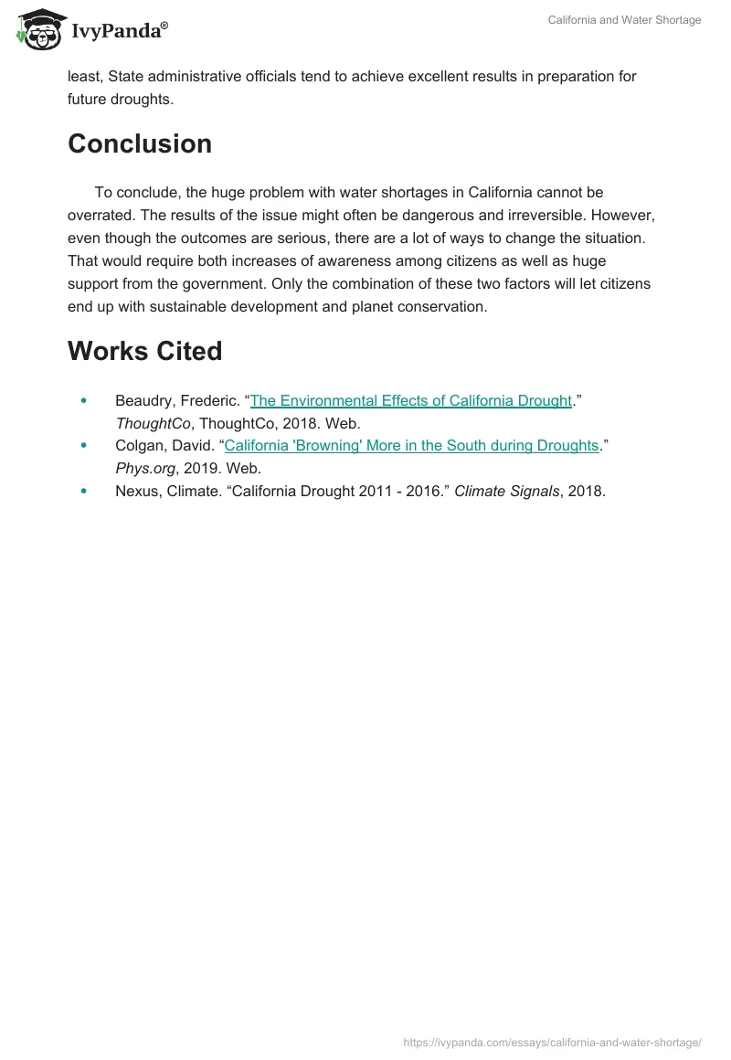 California and Water Shortage. Page 2