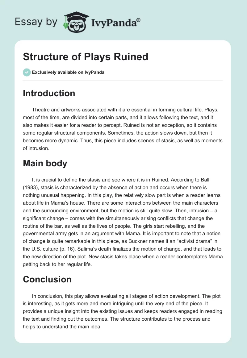 Structure of Plays "Ruined". Page 1