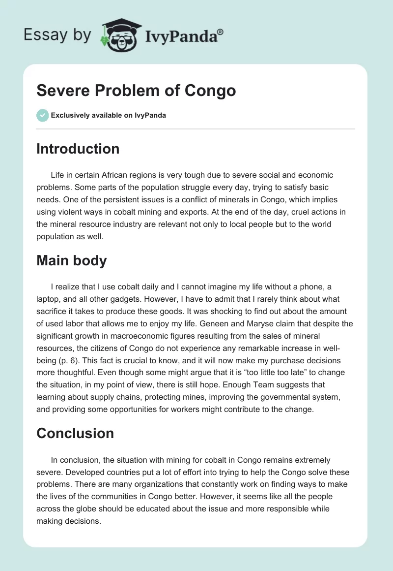 Severe Problem of Congo. Page 1