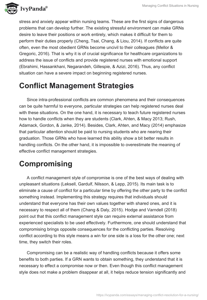 Managing Conflict Situations in Nursing. Page 2