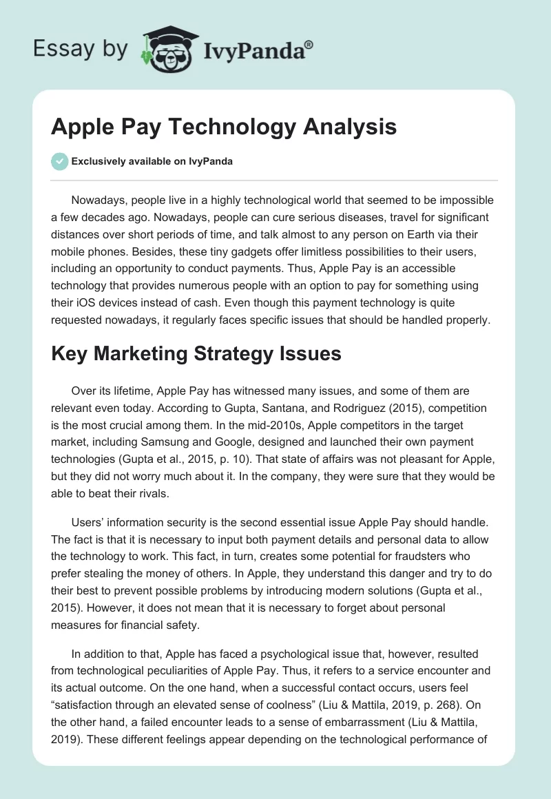 Apple Pay Technology Analysis. Page 1