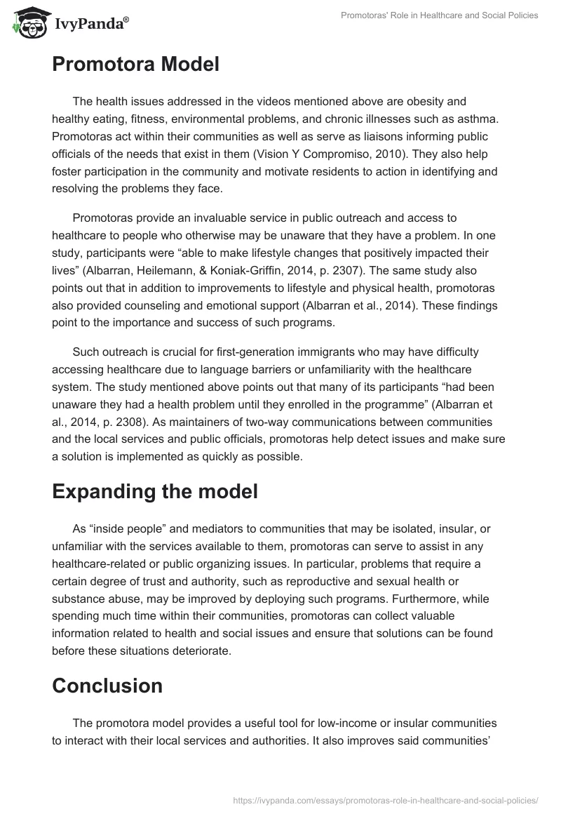 Promotoras' Role in Healthcare and Social Policies. Page 2