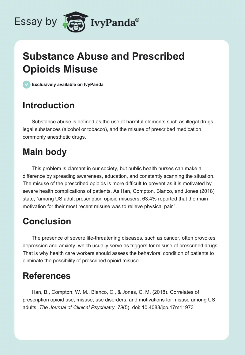 Substance Abuse and Prescribed Opioid Misuse. Page 1