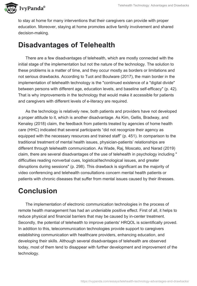 Telehealth Technology: Advantages and Drawbacks. Page 2