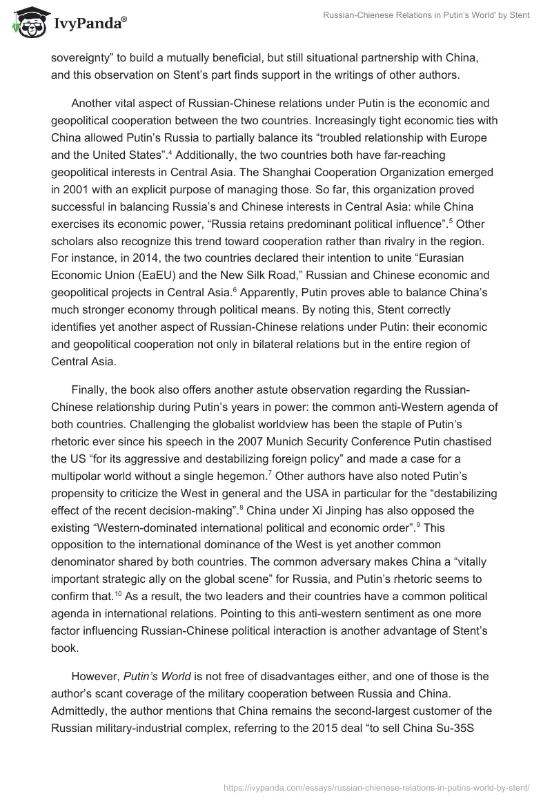 Russian-Chienese Relations in Putin’s World' by Stent. Page 2