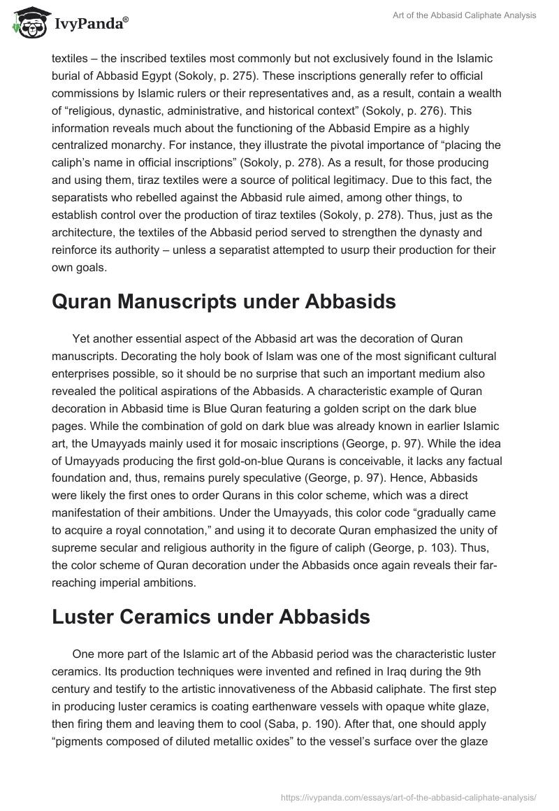 Art of the Abbasid Caliphate Analysis. Page 3