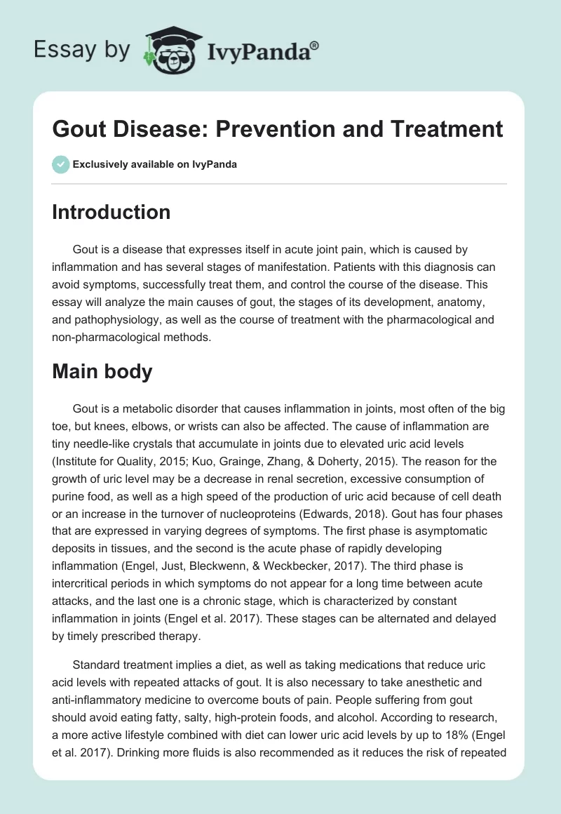Gout Disease: Prevention and Treatment. Page 1
