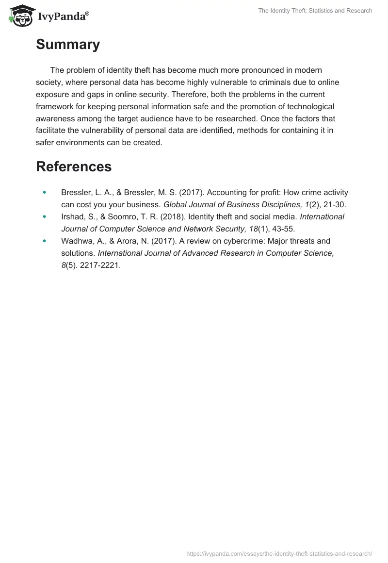The Identity Theft: Statistics and Research. Page 2