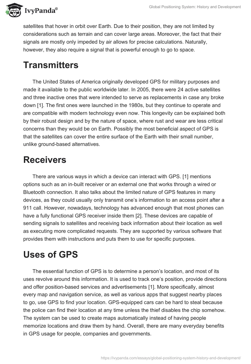 Global Positioning System: History and Development. Page 2