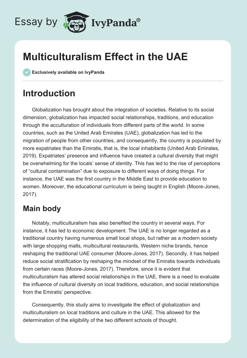 Multiculturalism Effect in the UAE. Page 1