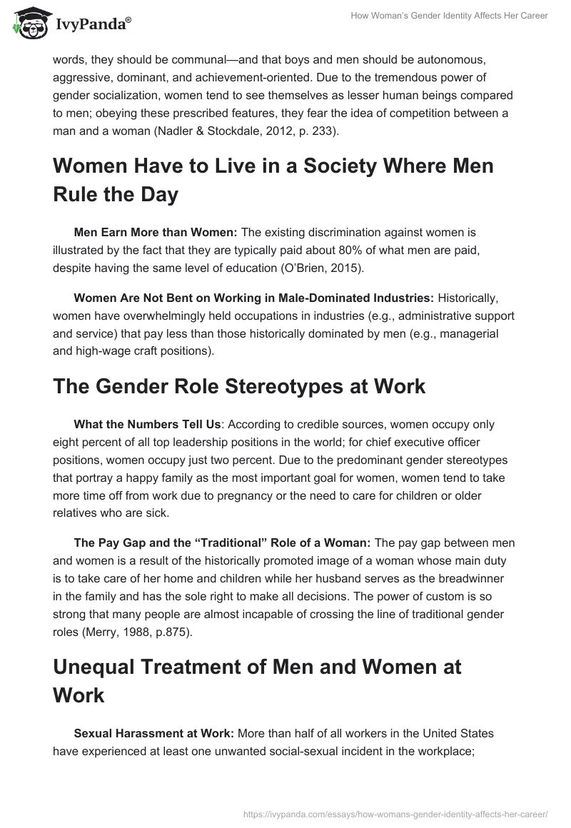 How Woman’s Gender Identity Affects Her Career. Page 2