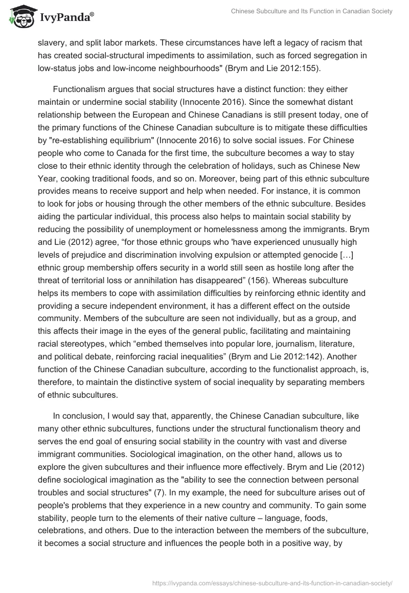 Chinese Subculture and Its Function in Canadian Society. Page 2