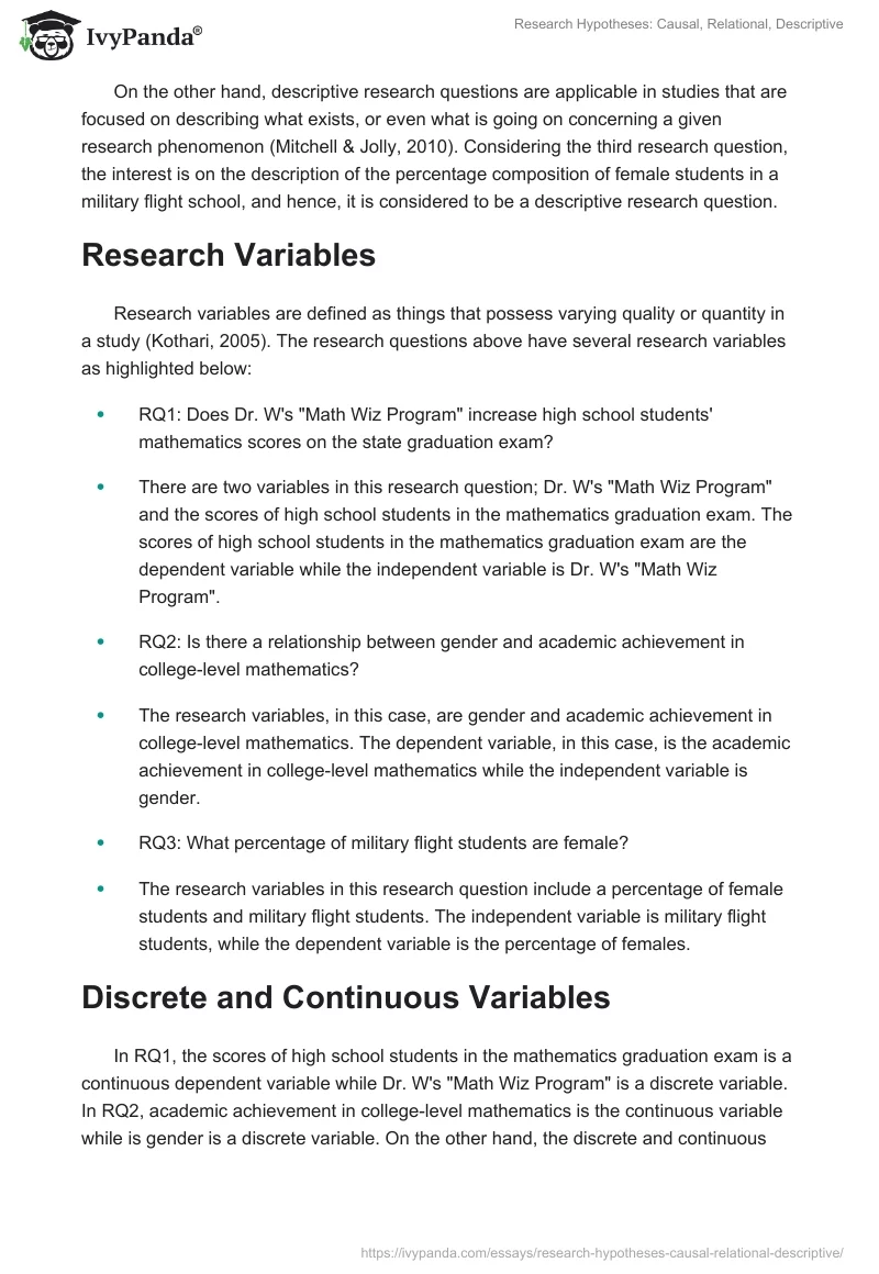 Research Hypotheses: Causal, Relational, Descriptive. Page 2