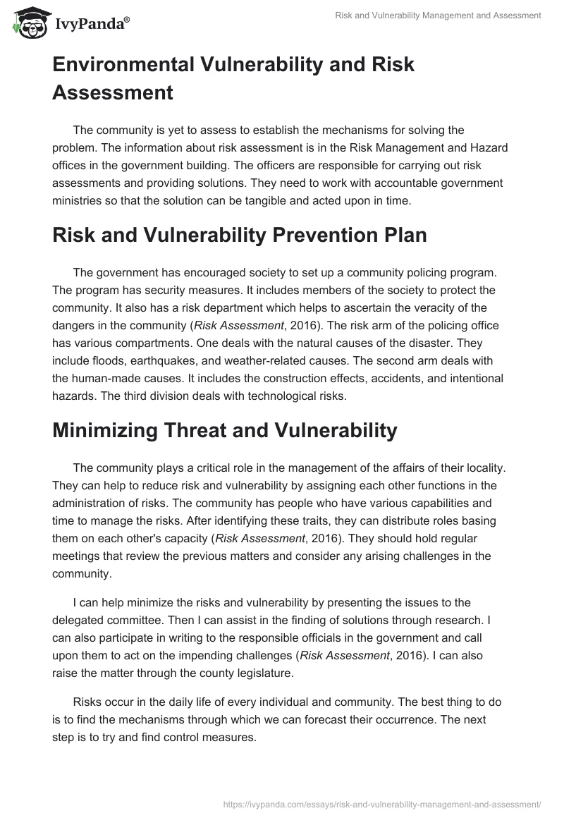Risk and Vulnerability Management and Assessment. Page 2