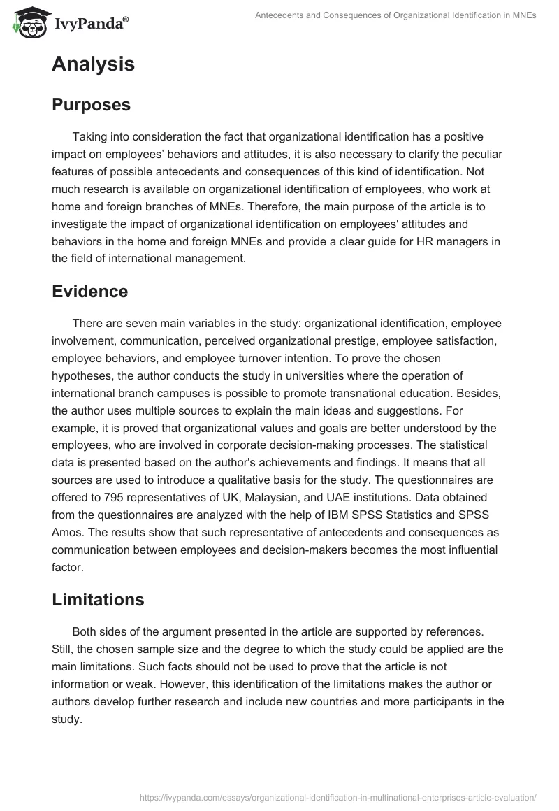 Antecedents and Consequences of Organizational Identification in MNEs. Page 2