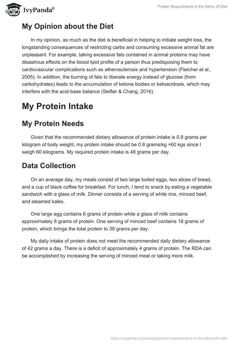 Protein Requirements in the Atkins 20 Diet. Page 2