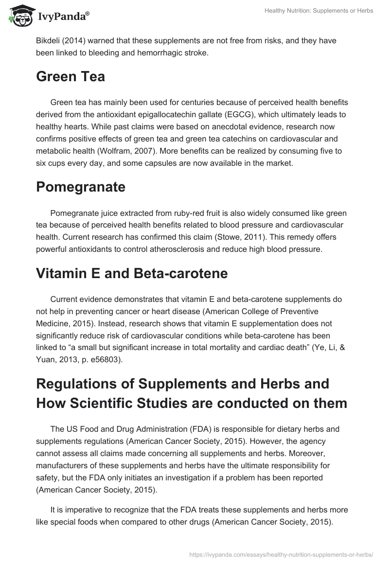 Healthy Nutrition: Supplements or Herbs. Page 2