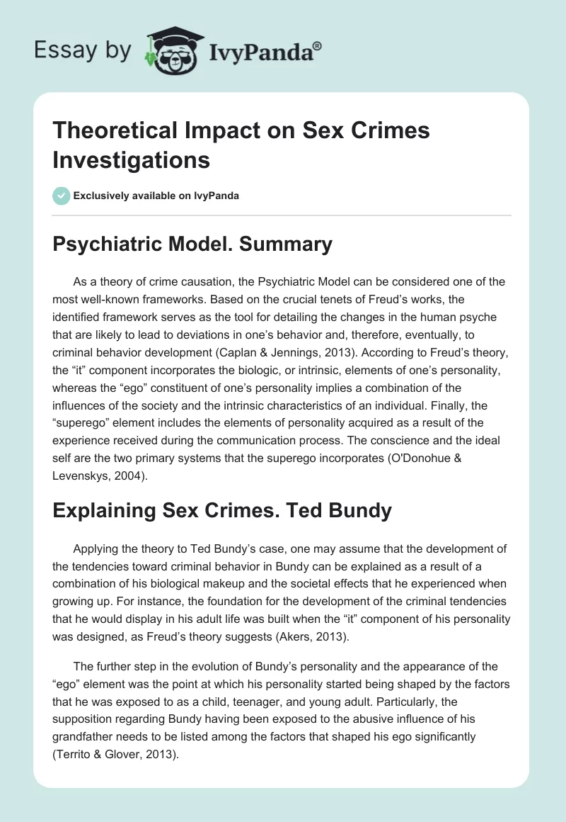 Theoretical Impact on Sex Crimes Investigations. Page 1