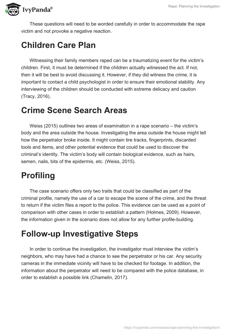 Rape: Planning the Investigation. Page 2