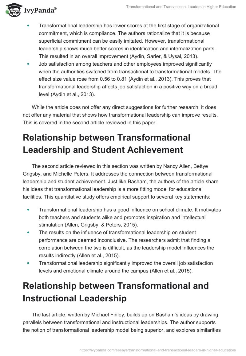 Transformational and Transactional Leaders in Higher Education. Page 3