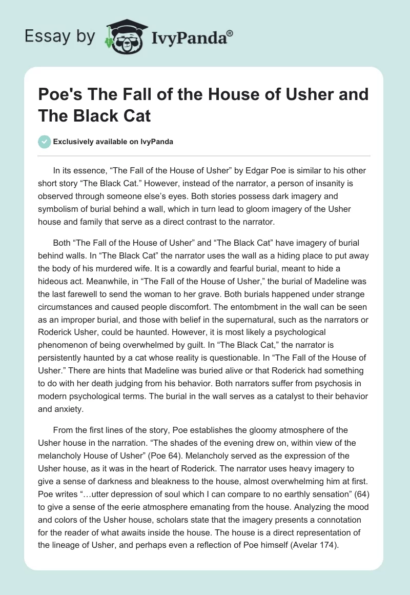 Poe's "The Fall of the House of Usher" and "The Black Cat". Page 1