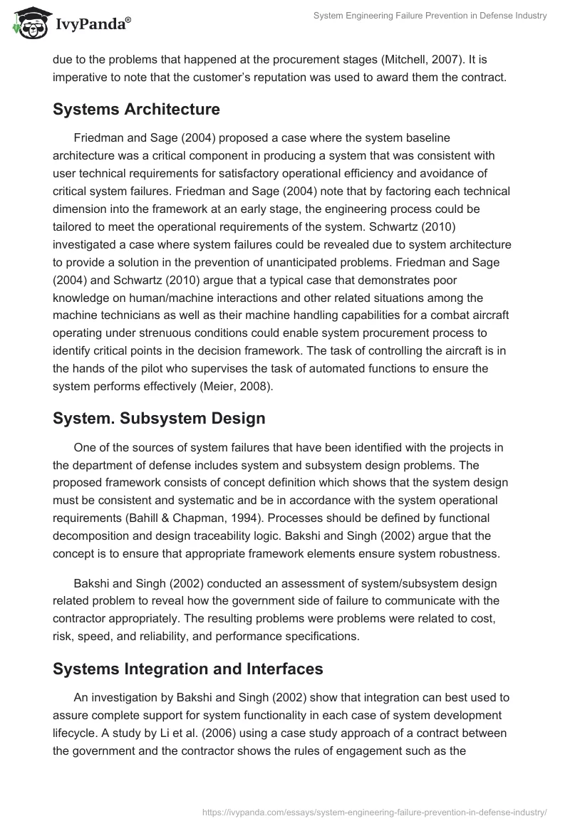 System Engineering Failure Prevention in Defense Industry. Page 4