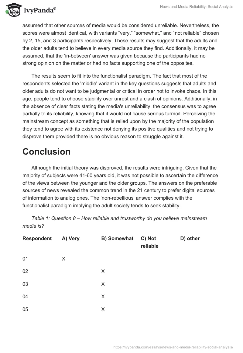 News and Media Reliability: Social Analysis. Page 2