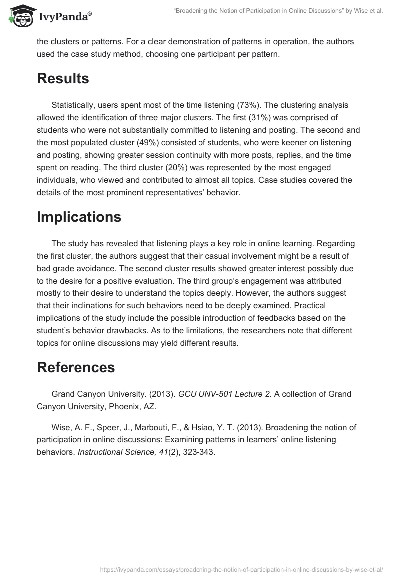 “Broadening the Notion of Participation in Online Discussions” by Wise et al.. Page 2