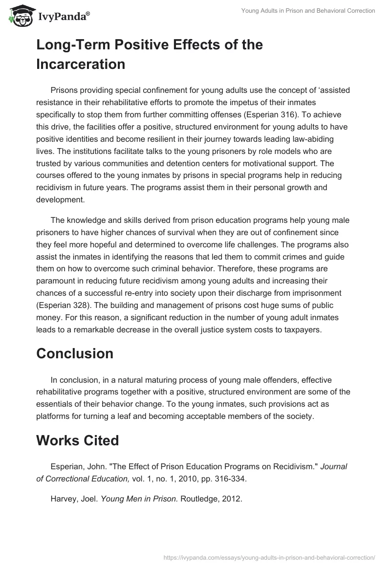 Young Adults in Prison and Behavioral Correction. Page 2