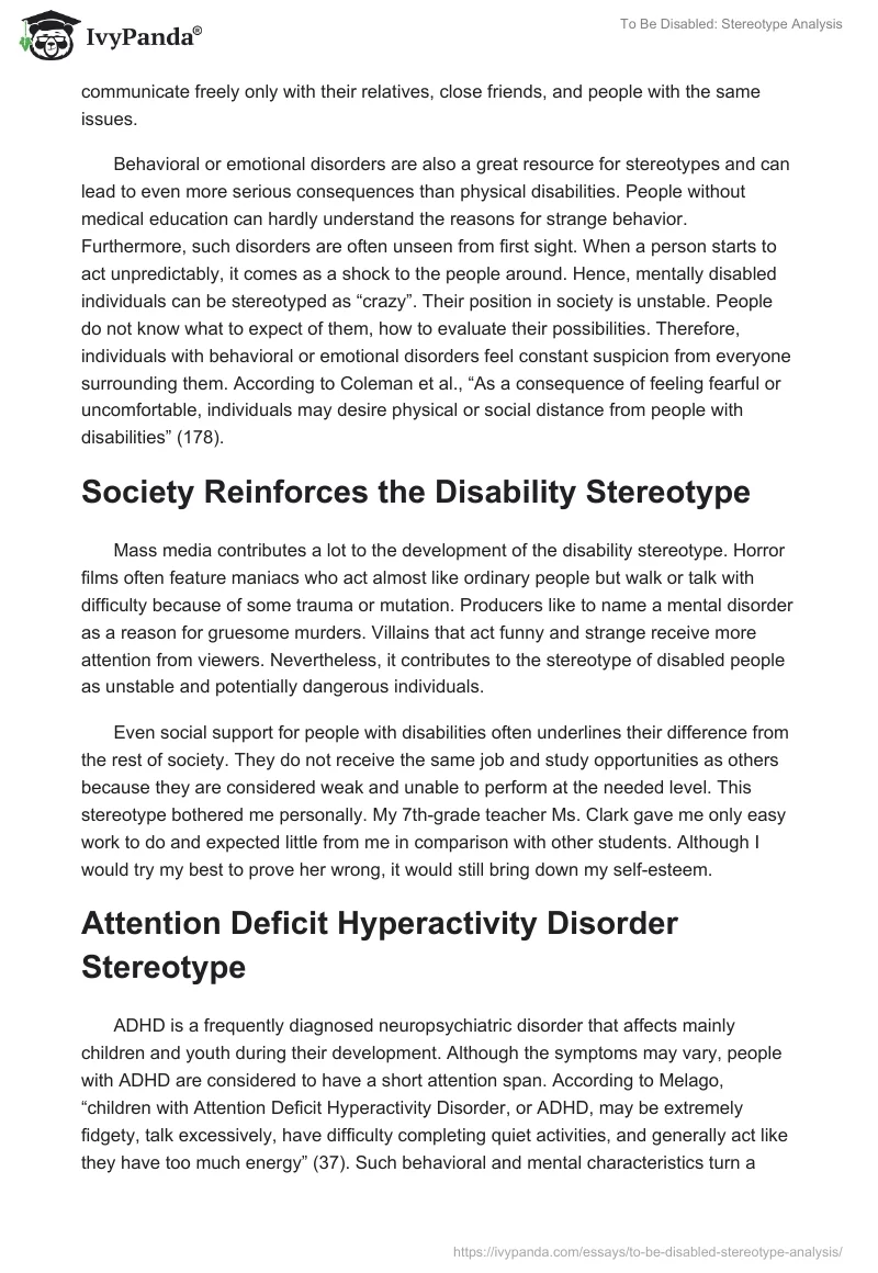 To Be Disabled: Stereotype Analysis. Page 2