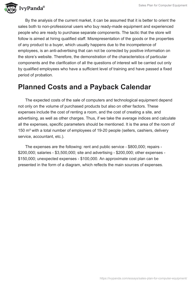 Sales Plan for Computer Equipment. Page 2