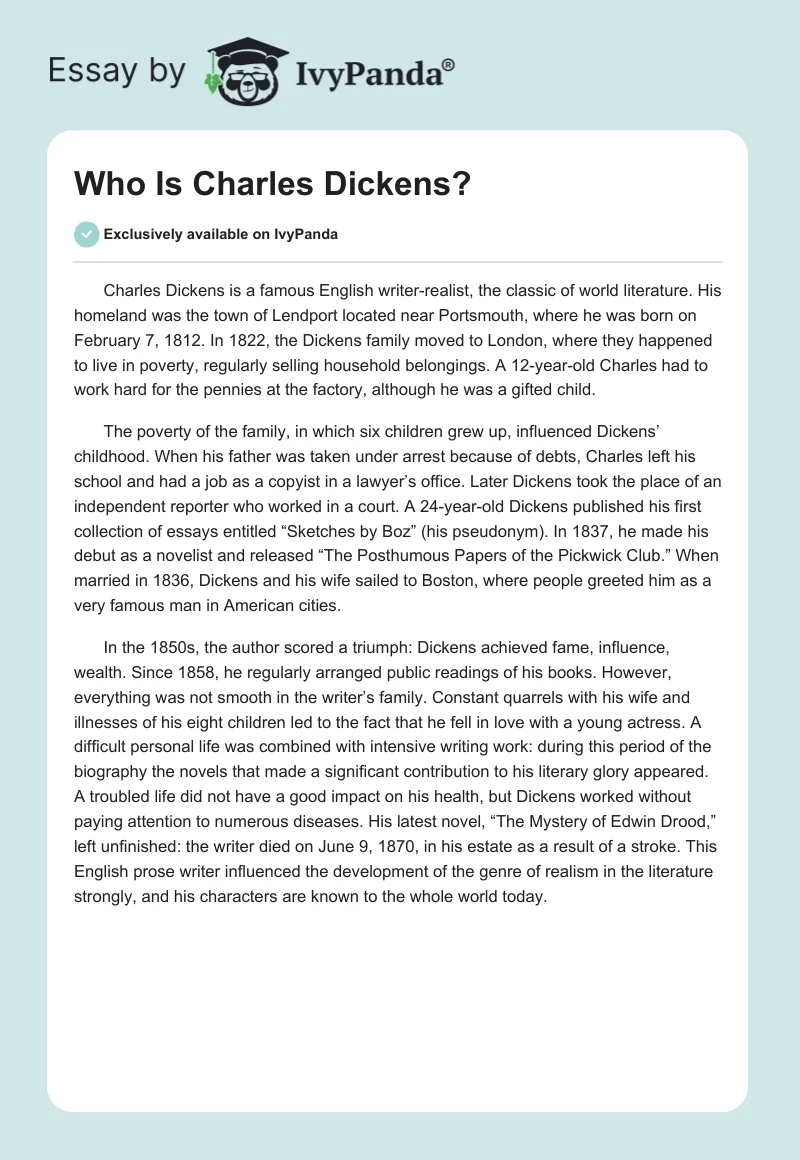 Who Is Charles Dickens?. Page 1