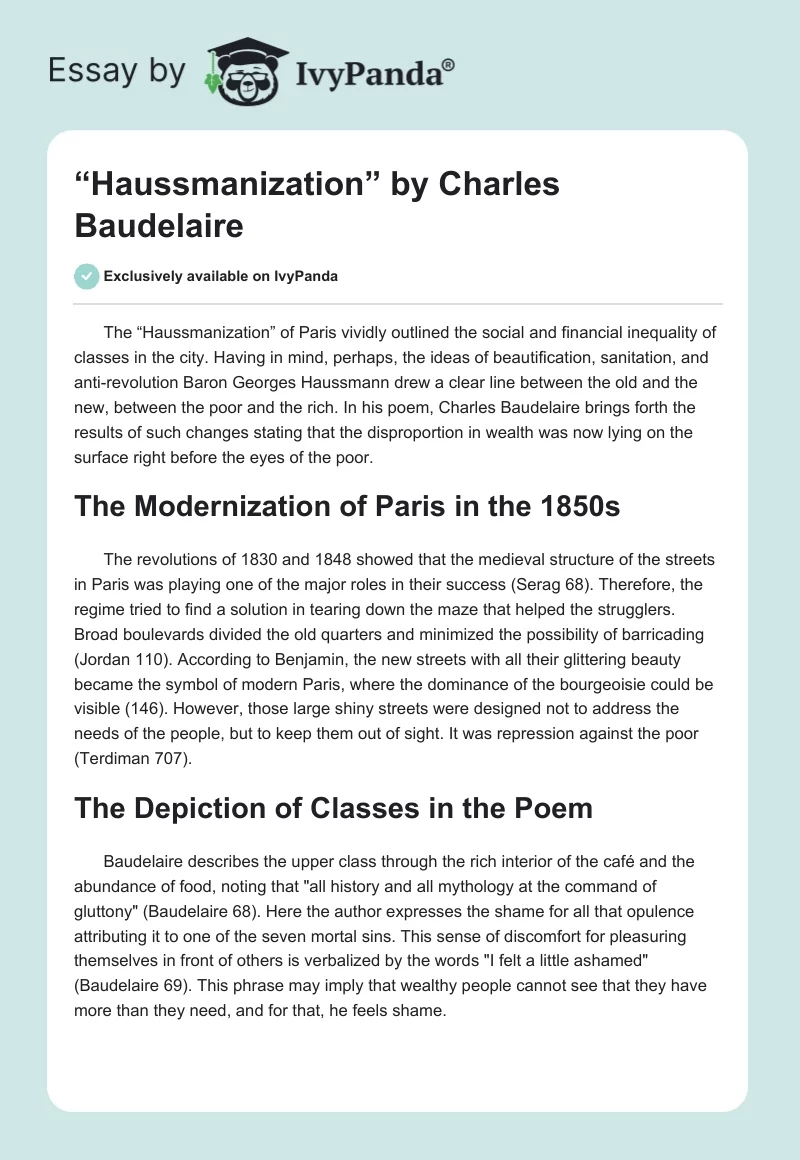 “Haussmanization” by Charles Baudelaire. Page 1