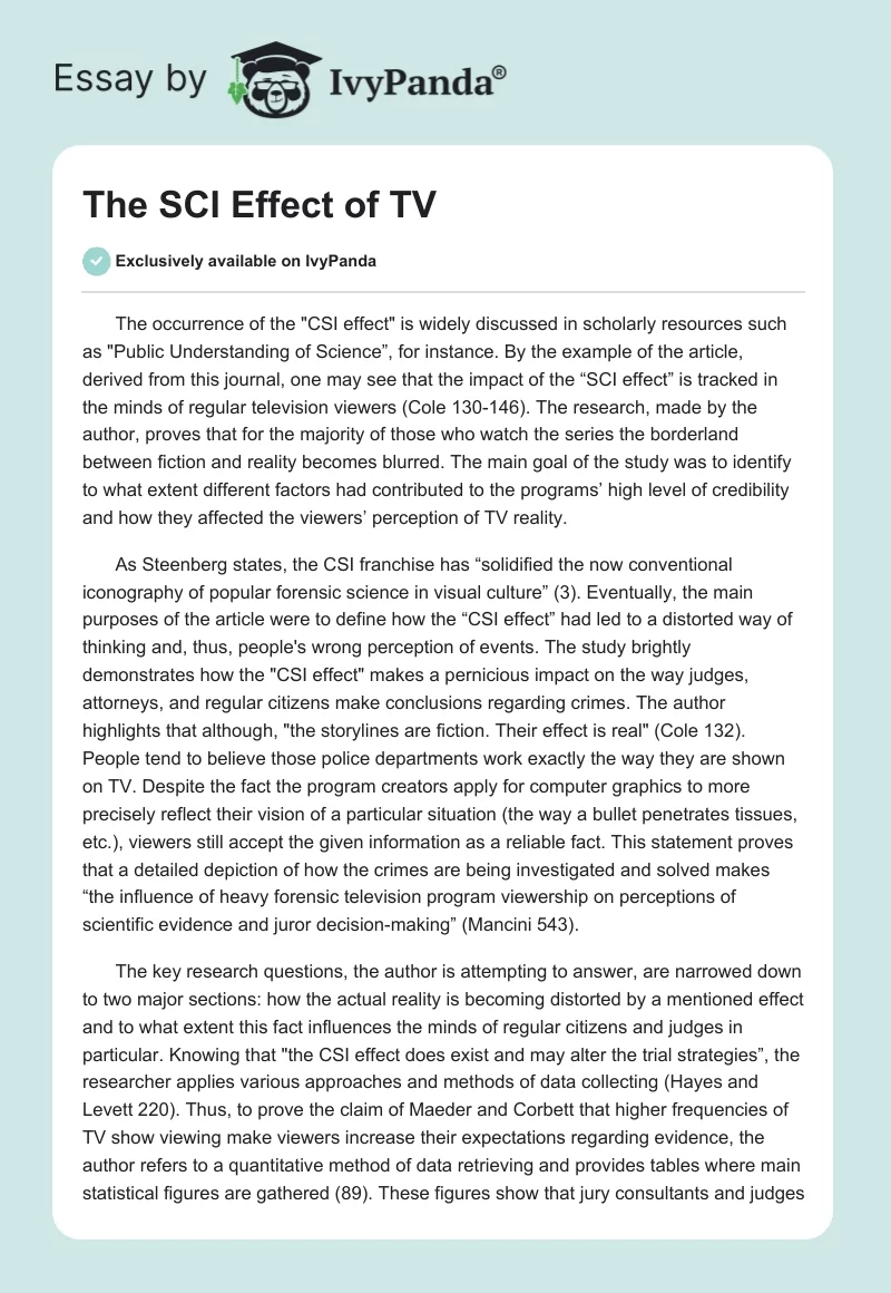 The SCI Effect of TV. Page 1