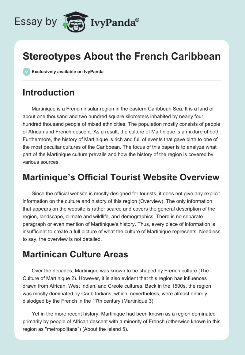Stereotypes About the French Caribbean. Page 1