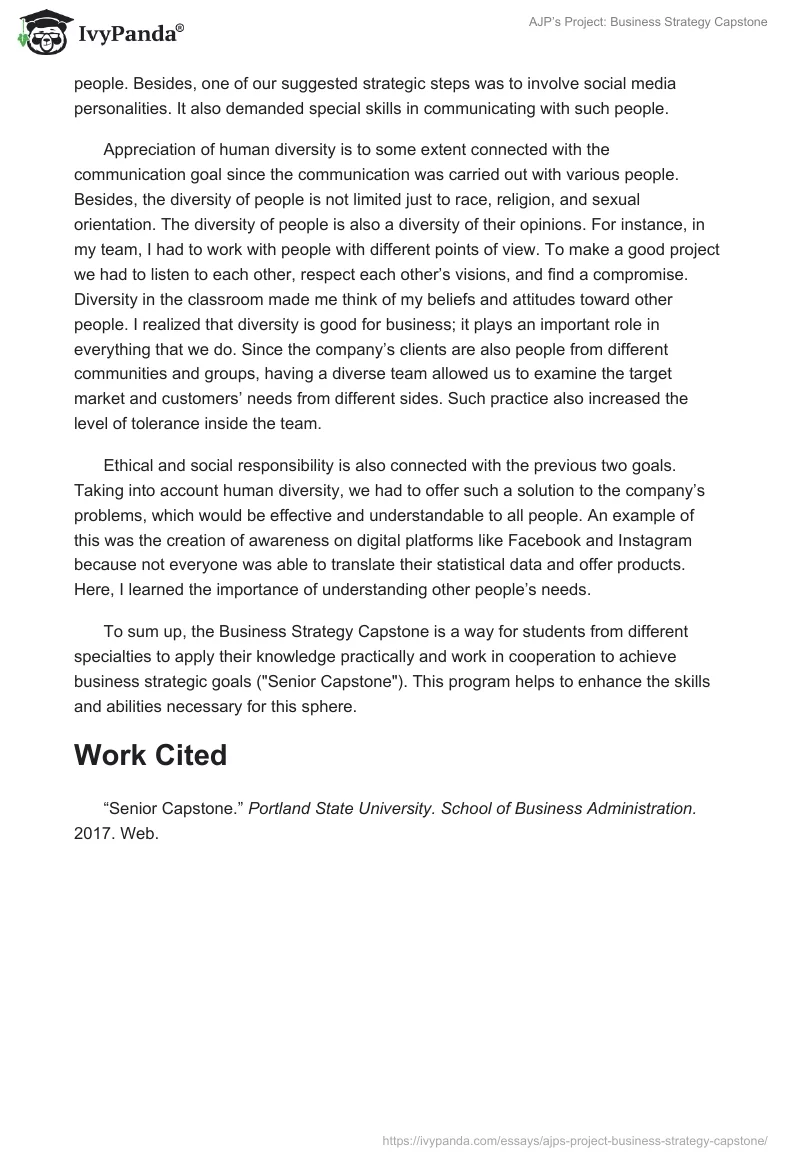 AJP’s Project: Business Strategy Capstone. Page 2