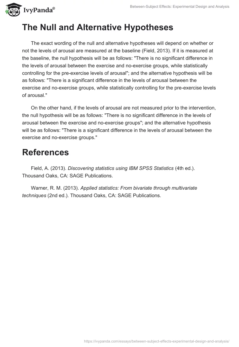 Between-Subject Effects: Experimental Design and Analysis. Page 2