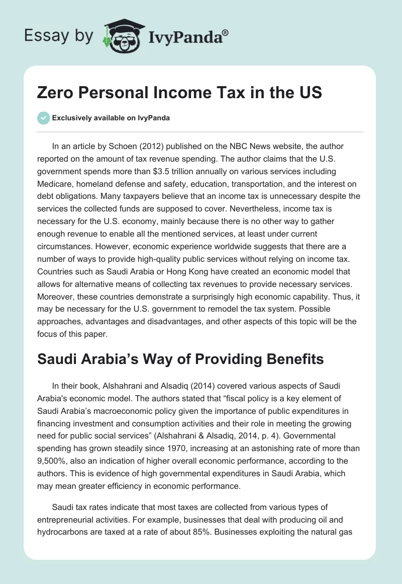Zero Personal Income Tax in the US. Page 1