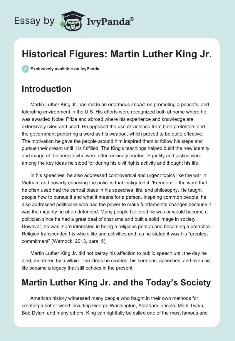 Historical Figures: Martin Luther King Jr.. Page 1