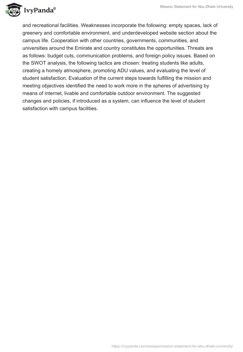 Mission Statement for Abu Dhabi University. Page 4