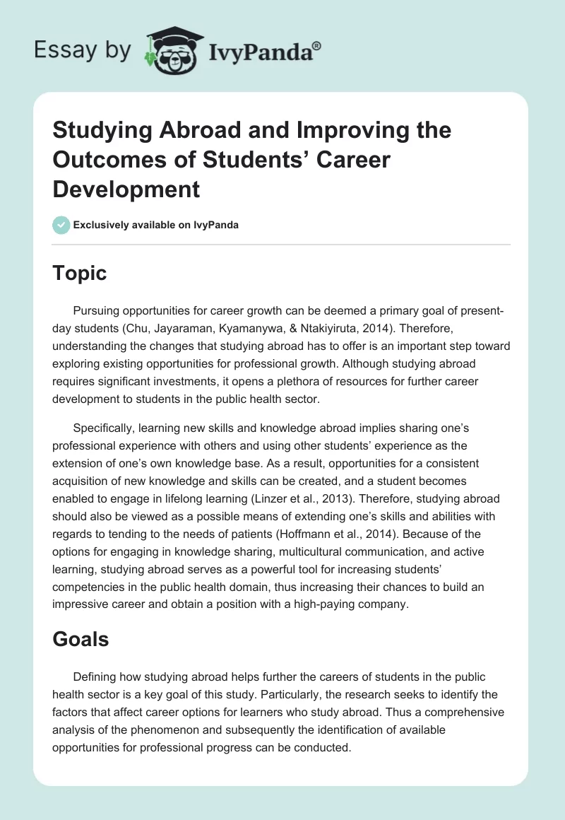 Studying Abroad and Improving the Outcomes of Students’ Career Development. Page 1