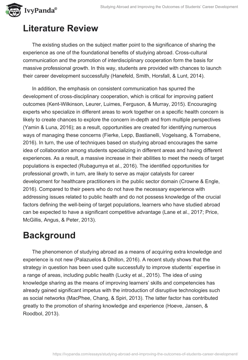 Studying Abroad and Improving the Outcomes of Students’ Career Development. Page 2