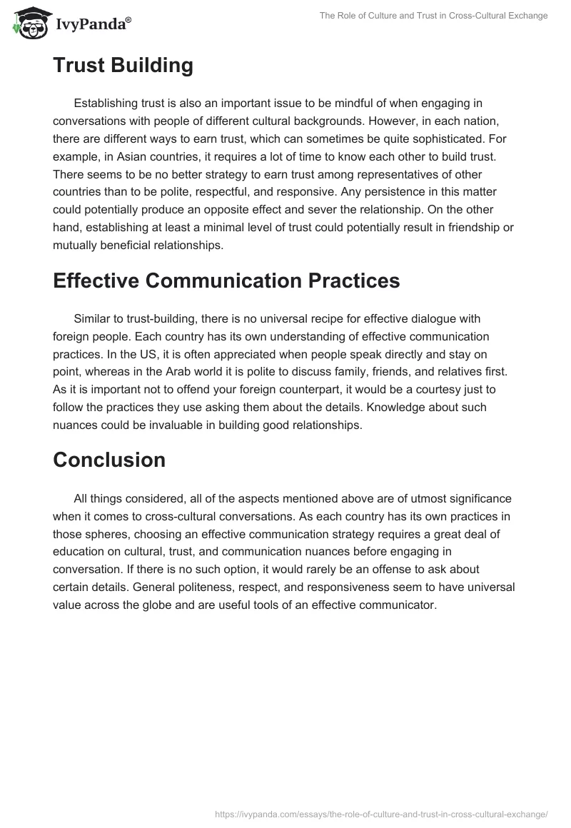The Role of Culture and Trust in Cross-Cultural Exchange. Page 2