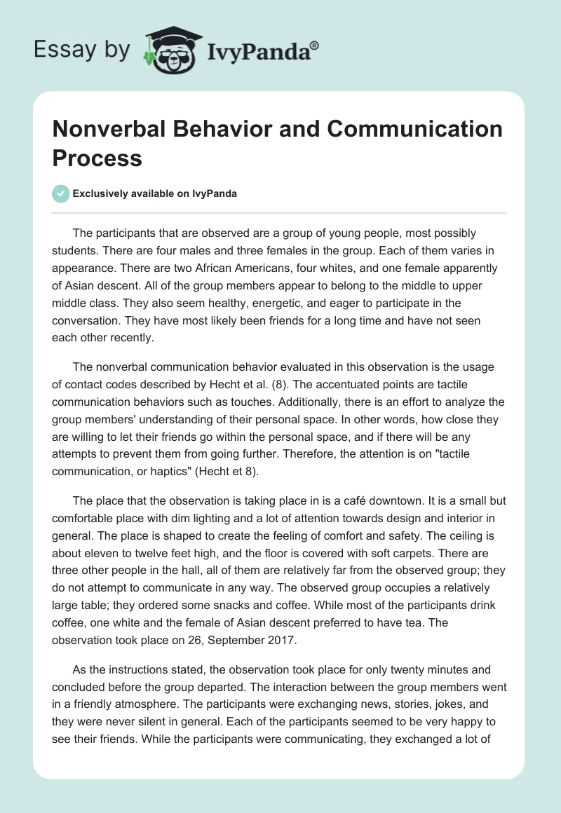 Nonverbal Behavior and Communication Process. Page 1